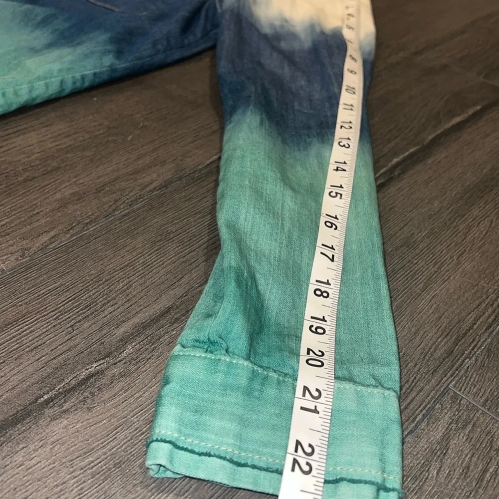 Free People Before Sunrise Ombré Button Down Shirt Blue/Green Size Small - Picture 11 of 13